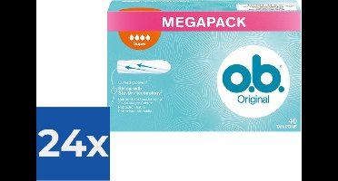O.B. Tampons - Megapack Super Plus - Gebogen Groeven - 40 stuks - Voordeelverpakking 24 stuks