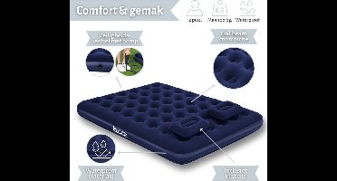 Bestway luchtbed - 2-Persoons - 152x203x22 cm (BxLxH) - Blauw - Inclusief handpomp & 2 kussens
