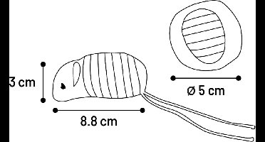 Flamingo Faci - Speelgoed Katten - Ps Faci Muis + Bal Gestreept Grijs - 2st - 137807 - 2st