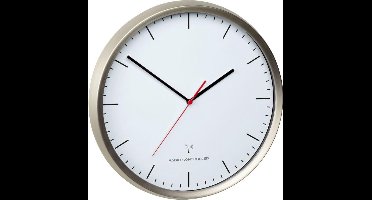 TFA - Analoge Funk-Wandklok mit Edelstahl-Rahmen  60.3521.02 - silber/weiß