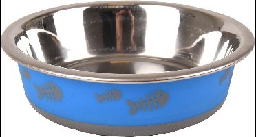 Katten eetbakje Fish Bone - Blauw - 12 x 12 x 4 cm
