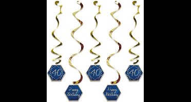 Witbaard Hangdecoratie 40 Jaar 99 Cm Navy/goud 5 Stuks