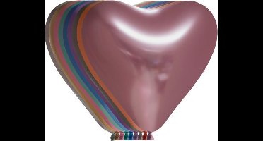 Chrome hartjes ballonnen gemixt 30 cm 10 stuks