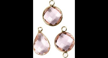 Sieradenhanger Cabochon Facetglas 15-20 mm Lichtroze 6 stuks