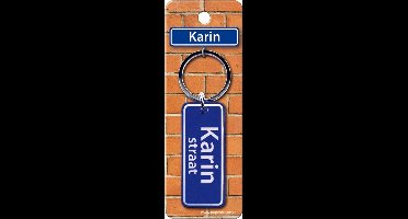 Paper Dreams Sleutelhanger Straatnaam Karin 9 Cm Staal Blauw