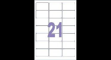 Kangaro etiket - inkjet/laser/kopieer - 63,5x38,1mm - 25 vel - 21 stickers per vel - K-6338-25