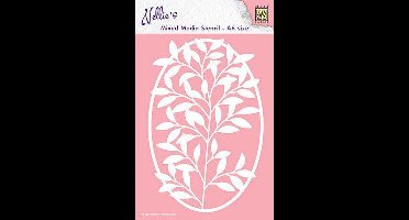 Mixed Media Stencils A6 size, Oval Frame with flower-branch