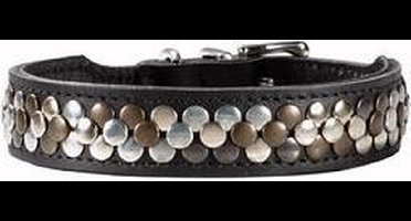 Hunter halsband voor hond arizona zwart nappaleer zwart onderlegd 24-28,5 cm