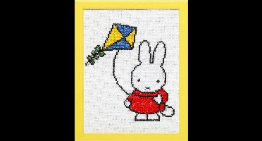 Pako Borduurpakket met telpatroon - Nijntje met vlieger, Dick Bruna - 211.611 - voorgesorteerd garen - Aida - 13 x 17 cm - DIY kit