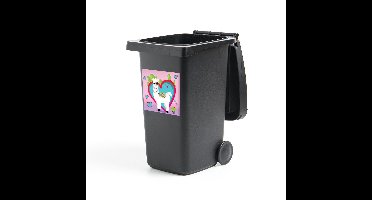 Container sticker Lama Illustraties - Lama Illustratie met cactus Klikosticker - 40x40 cm - kliko sticker - weerbestendige containersticker