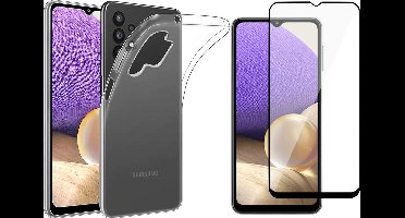 Hoesje geschikt voor Samsung Galaxy A32 5G - Screen Protector FullGuard - Back Cover Case ShockGuard Transparant & Screenprotector