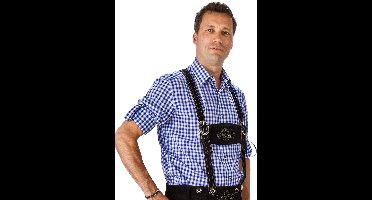 Haus Huberts Oktoberfest Overhemd Heren - Blouse - Blauw-Wit - Katoen Mix - Maat L