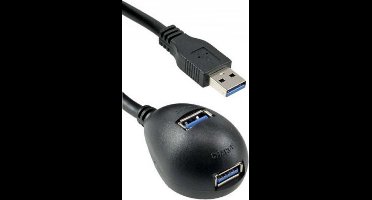 USB naar 2x USB docking kabel - USB3.0 - tot 0,9A / zwart - 3 meter