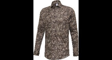 Blue Industry Overhemd Bloemen Donkerbruin - Maat 42 - Heren - Overhemden Casual