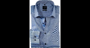 OLYMP Luxor modern fit overhemd - marine blauw twill - Strijkvrij - Boordmaat: 46