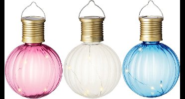 Lumineo - Solar Led buiten sfeer tuinlampjes set van 9x stuks in 3 kleuren 11 cm