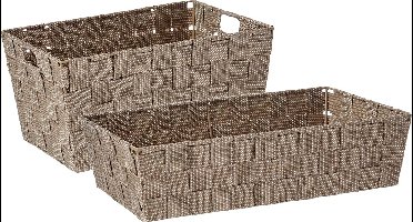 Kast/badkamer opbergmandjes set van 4x stuks beige in 2 formaten 34 x 21 x 8.5 cm en 30 x 20 x 14 cm