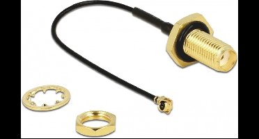 MHF I (v) - SMA (v) kabel met afdichtring - Micro Coax (1,13 mm) - 50 Ohm / zwart - 0,10 meter