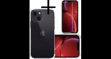 Hoesje - Met Screenprotector - Geschikt voor Apple iPhone 14 - Sterk & Shockproof - Siliconen Case - Back Cover - Telefoon Hoes - Shock Proof - Transparant