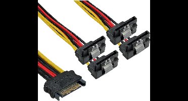 SATA (m) - 4x SATA (v) haaks met metalen klem voeding splitter - 0,15 meter