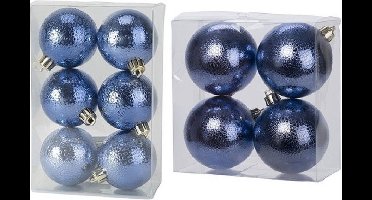 Kerstversiering set circel-motief kerstballen in het donkerblauw 6 en 8 cm pakket - 20x stuks