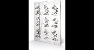 DISNEY - Printing on wood 40X59 - Mickey Mouse Multi Black / White