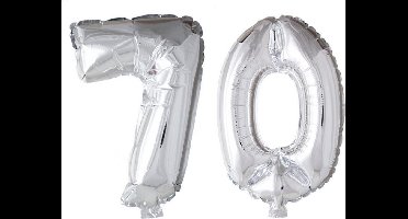 Folieballon 70 jaar zilver 41cm