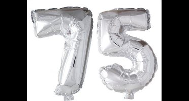 Folieballon 75 jaar zilver 41cm