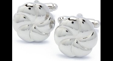 Manchetknopen - Bloem Rond Abstract Zilverkleurig