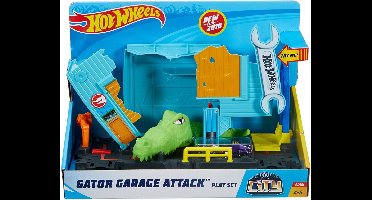 Hot Wheels City - Krokodilaanval in de werkplaats speelset