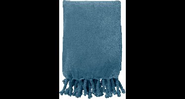 Dutch Decor - FLORIJN - Plaid 150x200 cm - grote fleece plaid met flosjes - Provincial Blue - blauw