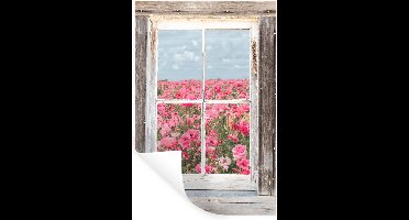 Muurstickers - Sticker Folie - Doorkijk - Bloemen - Veld - 20x30 cm - Plakfolie - Muurstickers Kinderkamer - Zelfklevend Behang - Zelfklevend behangpapier - Stickerfolie