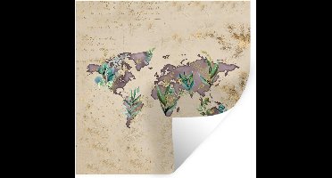 Muurstickers - Sticker Folie - Wereldkaart - Vintage - Goud - 30x30 cm - Plakfolie - Muurstickers Kinderkamer - Zelfklevend Behang - Zelfklevend behangpapier - Stickerfolie