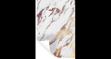 Muurstickers - Sticker Folie - Marmer - Goud - Koper - Wit - 20x30 cm - Plakfolie - Muurstickers Kinderkamer - Zelfklevend Behang - Zelfklevend behangpapier - Stickerfolie
