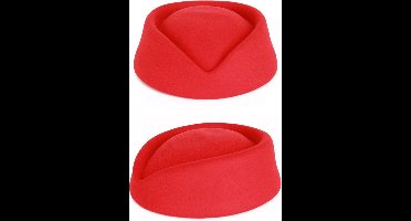 Stewardess hoed wolvilt rood