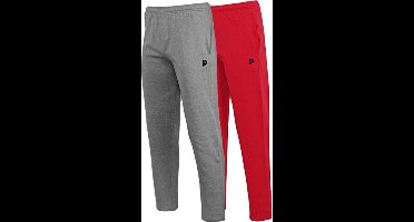 2-Pack Donnay - Joggingbroek rechte pijp (Wess) - Sportbroek - Heren - Silver-marl/Berry Red (489) - maat L