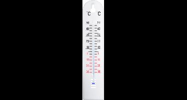 Nature Thermometer - binnen/ buiten - wit - kunststof 5 x 20 cm - Buitenthemometers