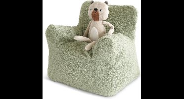 Petite Amélie Peuterstoel Zachte Groen - Teddy Zitzak Kind XL - Met Wasbare Hoes - Kinderzetel (1-4 jaar) - Zachte Kindersofa met Visco vulling