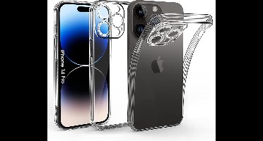 Hoesje Geschikt voor iPhone 14 Pro met Extra Camera Bescherming Doorzichtig Shockproof backcover – Transparant