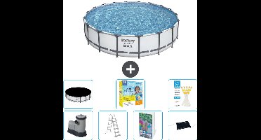 Bestway Rond Steel Pro MAX Zwembad - 549 x 122 cm - Grijs - Inclusief Pomp - Ladder - Afdekzeil - Onderhoudspakket - Solar Mat - 8-delig