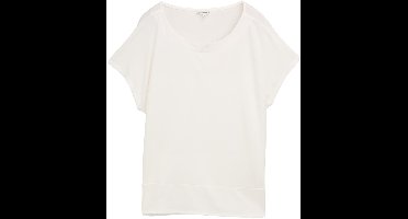 Tom Tailor - T-shirt van gemengde stoffen - Maat XXL - Whisper White