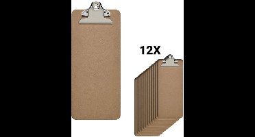 DESQ® Klembord - Set 12 Stuks - 115 x 265 mm - MDF - Klassieke Klem - Smal Formaat