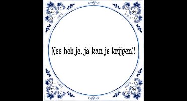 Tegeltje met Spreuk (Tegeltjeswijsheid): Nee heb je, ja kan je krijgen!! + Kado verpakking & Plakhanger