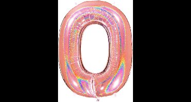 Folieballon Cijfer 0 Glitter Rose Gold - 102 cm