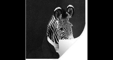 Muurstickers - Sticker Folie - Schilderij - Zebra - Zwart - Wit - 30x30 cm - Plakfolie - Muurstickers Kinderkamer - Zelfklevend Behang - Zelfklevend behangpapier - Stickerfolie
