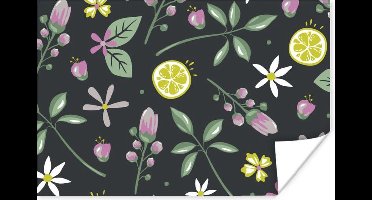 Poster Zomer - Bloemen - Bladeren - Fruit - 30x20 cm