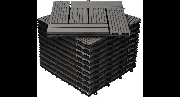 WPC terras tegels 30x30 cm set van 55 voor 5m² antraciet in houtlook mozaïek met drainage en kliksysteem