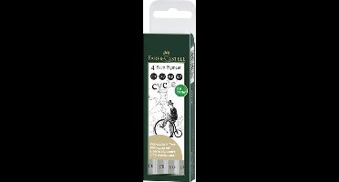 Faber-Castell fineliners - Ecco Pigment - 4-delig etui  0,1mm / 0,3mm / 0,5mm / 0,7mm - zwart - FC-166004