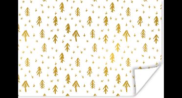 Poster Kerstmis - Dennentak - Goud - Patronen - 30x20 cm - Kerstmis Decoratie - Kerstversiering - Kerstdecoratie Woonkamer - Kerstversiering - Kerstdecoratie voor binnen - Kerstmis