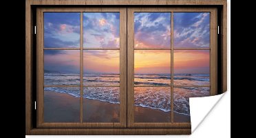 Poster Doorkijk - Strand - Zee - 30x20 cm